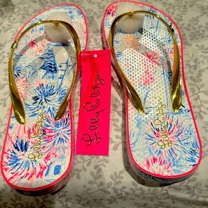 Quick-sale! LILLY PULITZER Crew Blue Sea Flip Flop, Sz 7/8 BNWT